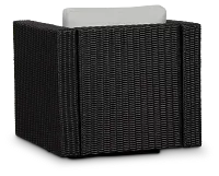 Montecito Black Swivel Chair With Light Blue Cushions