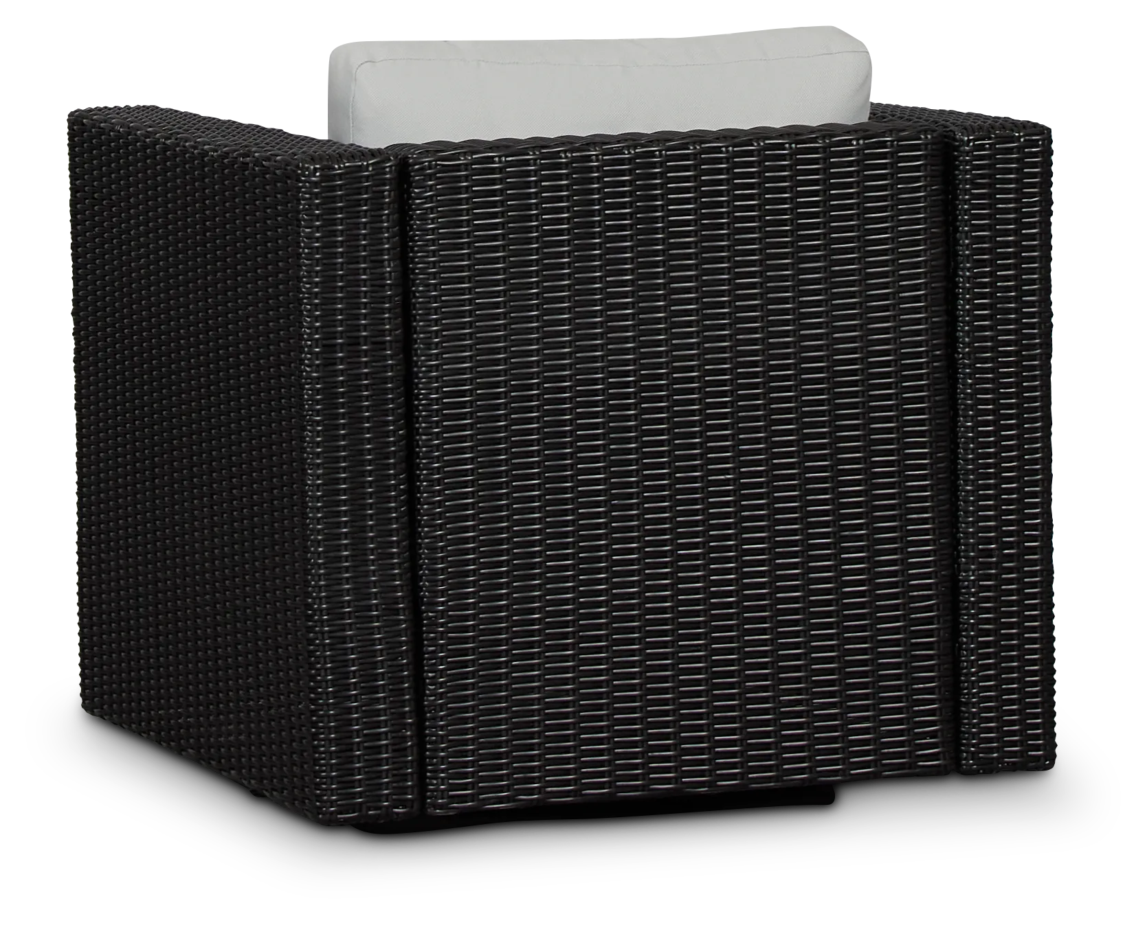 Montecito Black Swivel Chair With Light Blue Cushions