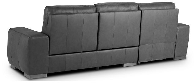 Elba Dark Gray Leather Small Dual Power Left Chaise Sectional
