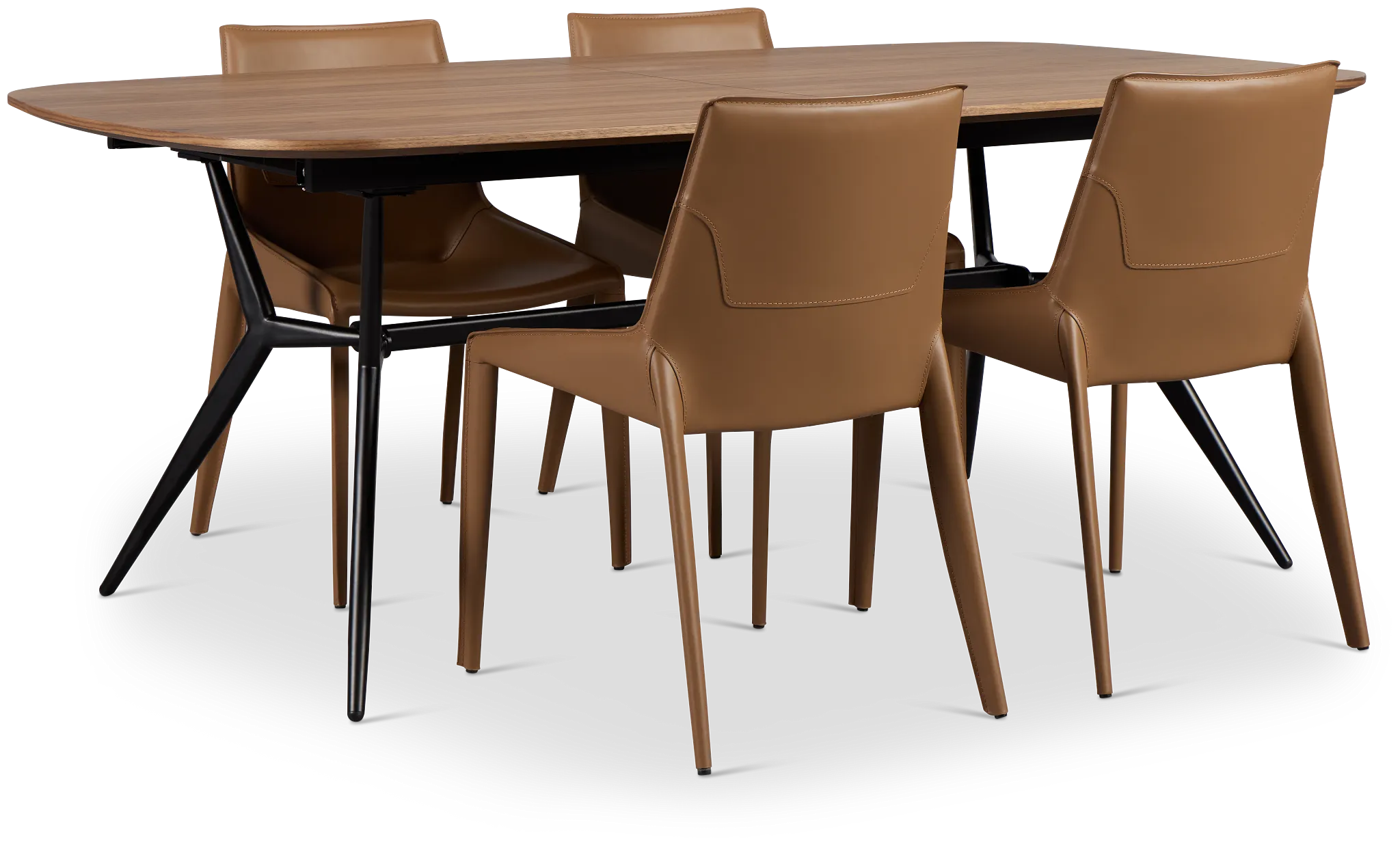 Margo Two-tone Rect Table With 4 Brown Upholstered Side Chairs