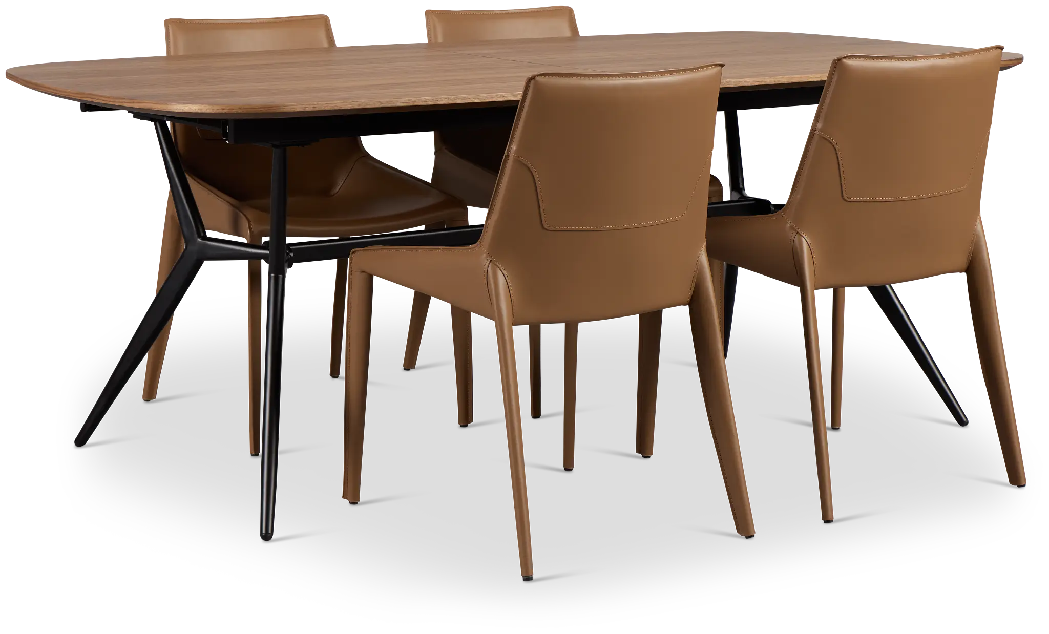 Margo Two-tone Rect Table With 4 Brown Upholstered Side Chairs Margo Two-tone Rect Table With 4 Brown Upholstered Side Chairs