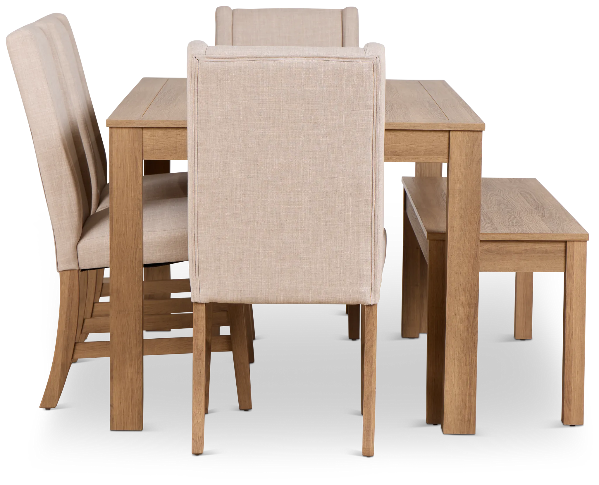 Delray Light Tone Rect Table, 4 Chairs & Bench