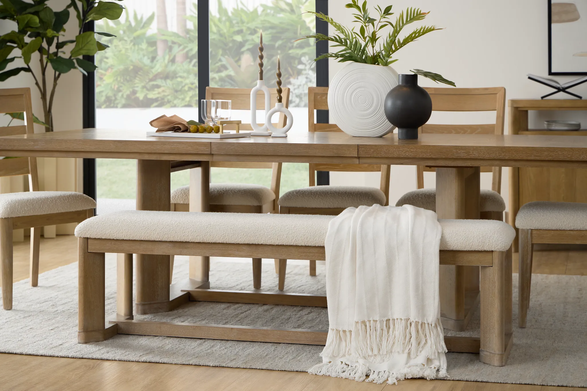 Alton Light Tone Upholstered Dining Bench