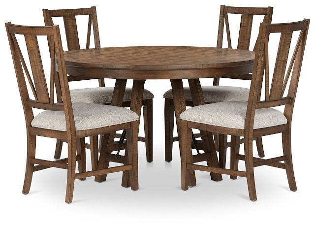 Heron Cove Mid Tone Round Table & 4 Upholstered Chairs (2)