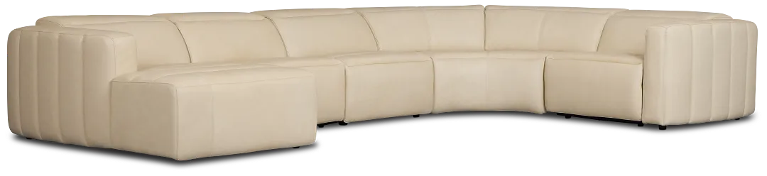 Jace Ivory Lthr/vinyl Small Left Chaise Power Reclining Sectional