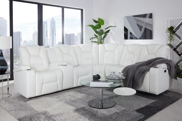 Troy White Micro Left Console Love Reclining Sectional