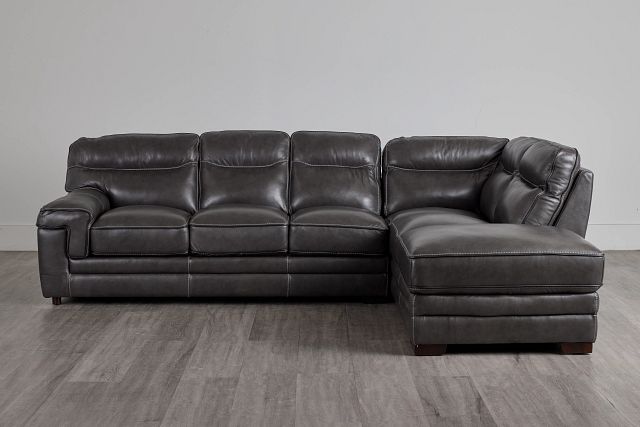 Alexander Gray Leather Right Bumper Sectional (0)