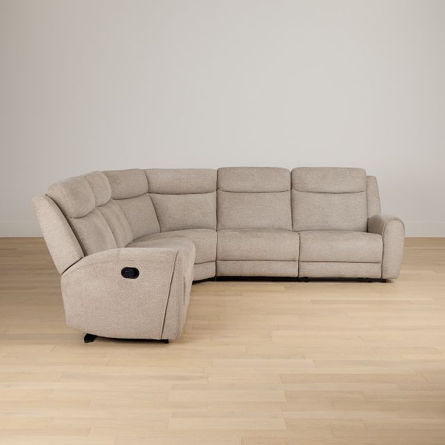 Walker Beige Fabric Small Two-arm Manually Reclining Sectional