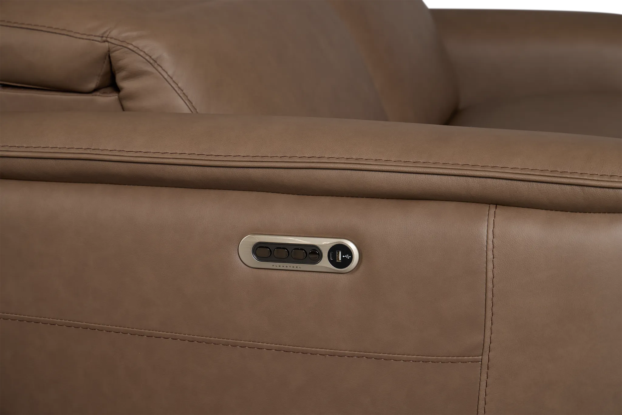 Flexsteel Brodie Dark Brown Lthr/vinyl Power Reclining Sofa