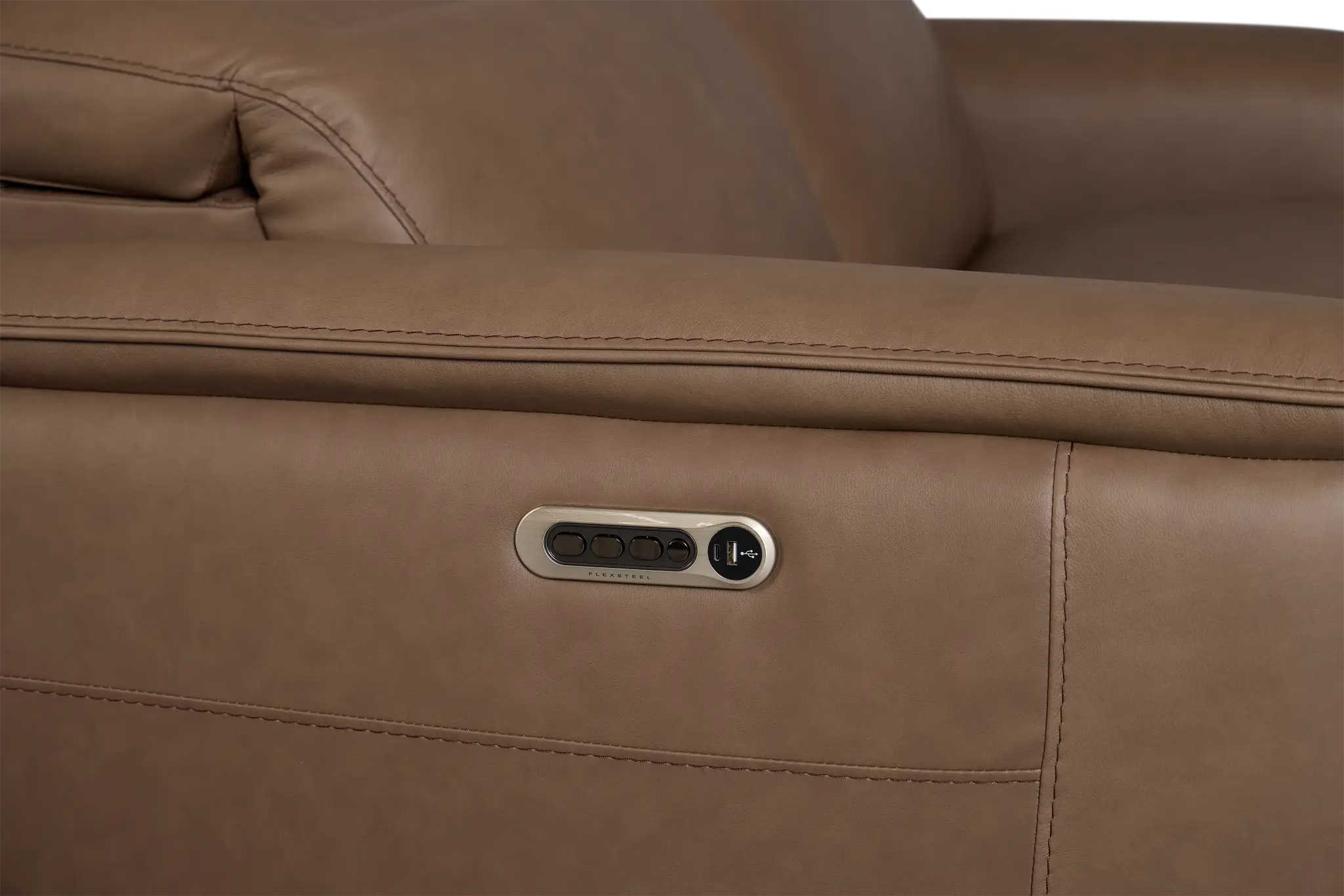 Flexsteel Brodie Dark Brown Leather/Vinyl Power Reclining Sofa Flexsteel Brodie Dark Brown Leather/Vinyl Power Reclining Sofa