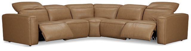 Ryland Brown Lthr/vinyl Small Two-arm Power Reclining Sectional