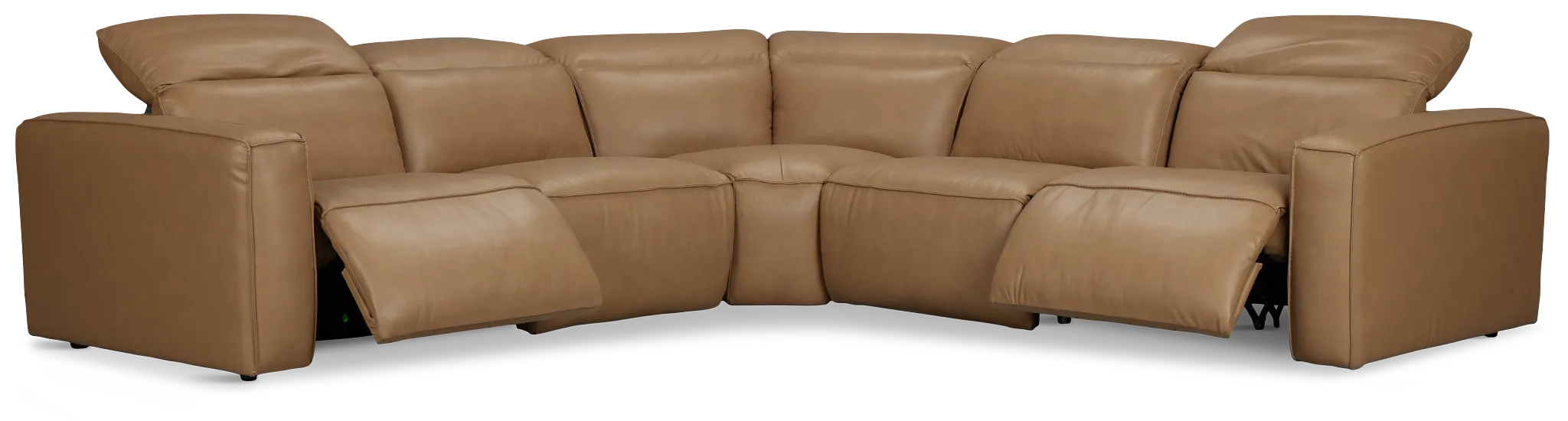 Ryland Brown Lthr/vinyl Small Two-arm Power Reclining Sectional