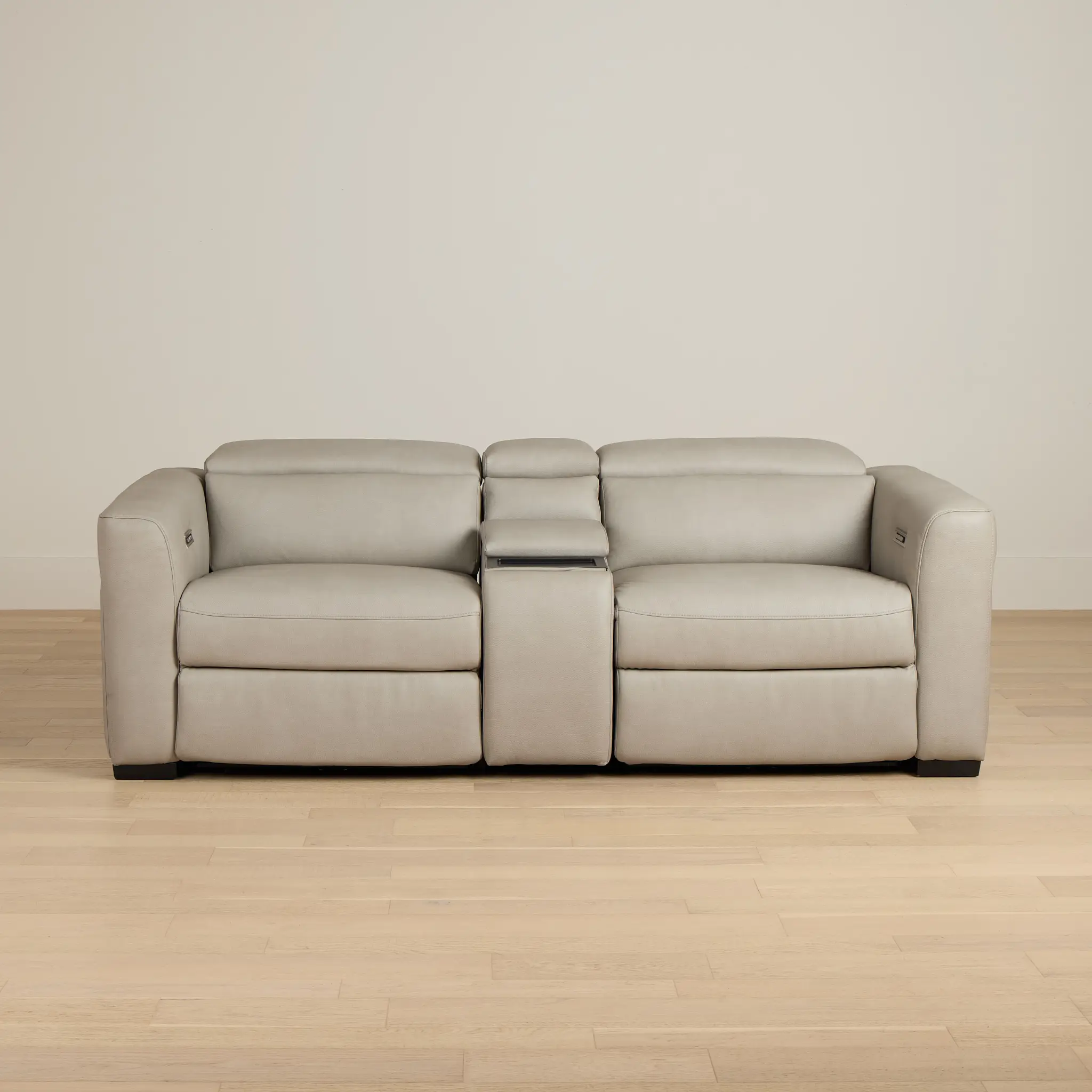 Melody Light Gray Micro Power Reclining Console Sofa Melody Light Gray Micro Power Reclining Console Sofa