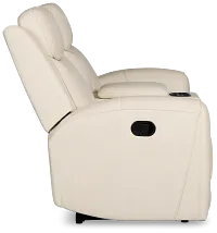 Walker Ivory Lthr/vinyl Reclining Console Loveseat