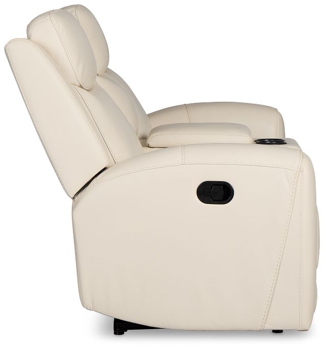 Walker Ivory Lthr/vinyl Reclining Console Loveseat