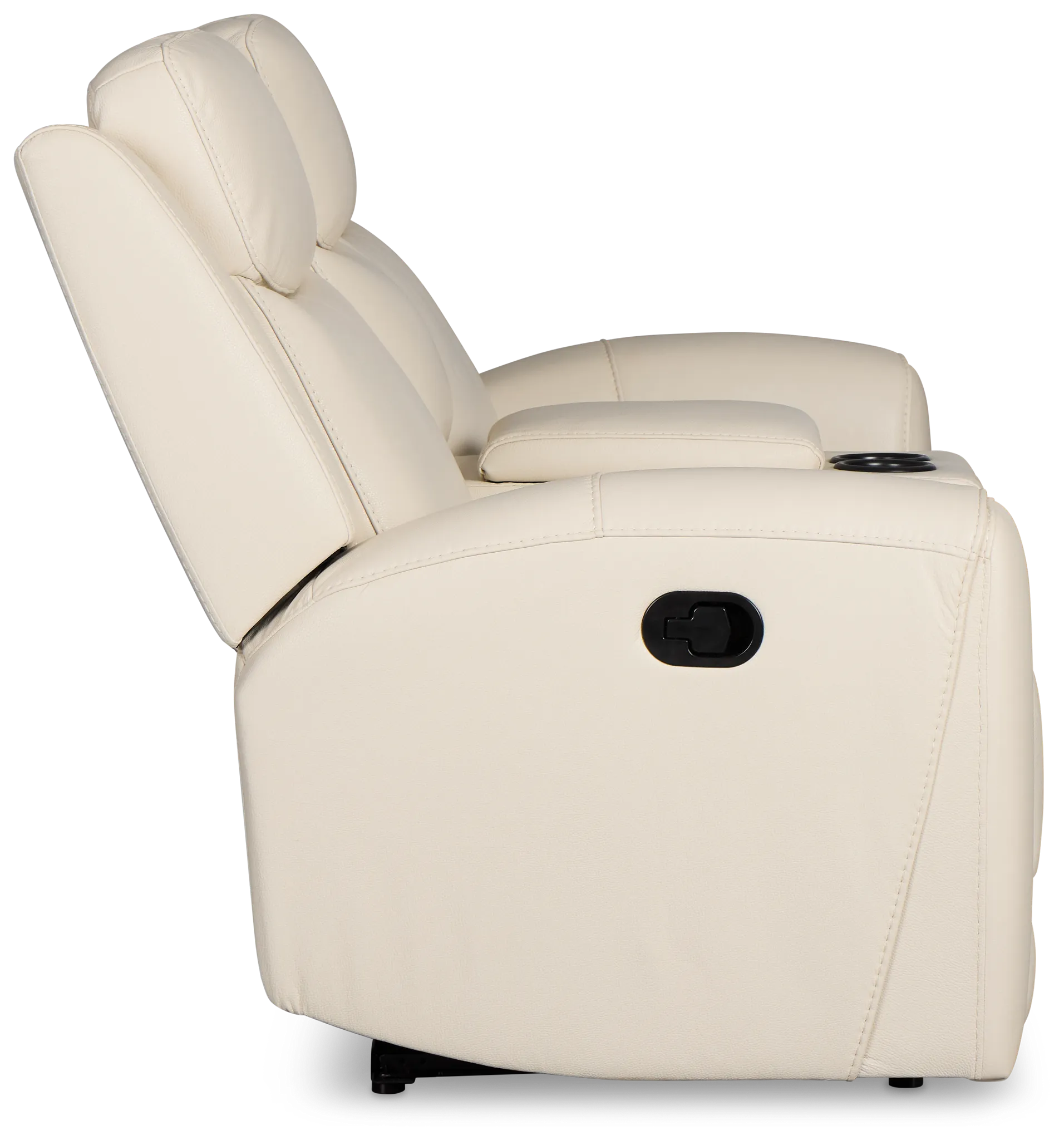 Walker Ivory Lthr/vinyl Reclining Console Loveseat
