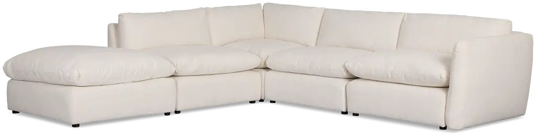 Serena White Fabric 5-piece Right Facing Bumper Sectional Serena White Fabric 5-piece Right Facing Bumper Sectional