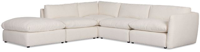 Serena White Fabric 5-piece Right Facing Bumper Sectional