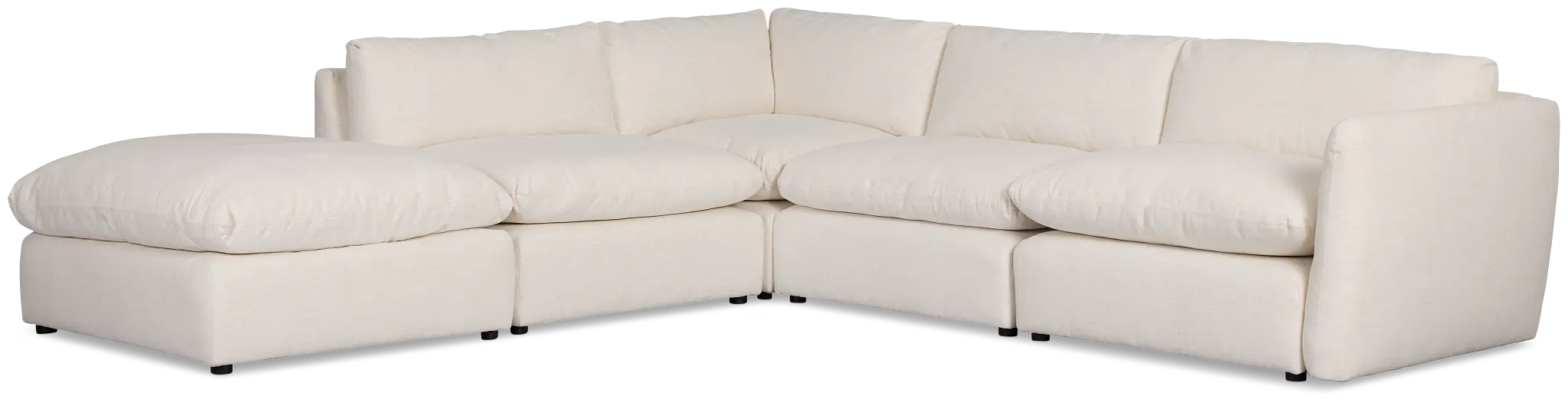 Serena White Fabric 5-piece Right Facing Bumper Sectional Serena White Fabric 5-piece Right Facing Bumper Sectional