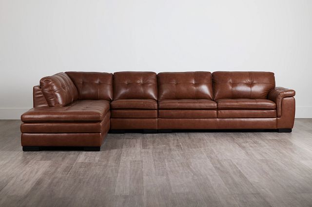 Braden Medium Brown Leather Medium Left Bumper Sectional