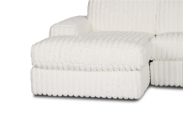 Teddy White Fabric Large Left Chaise Sectional