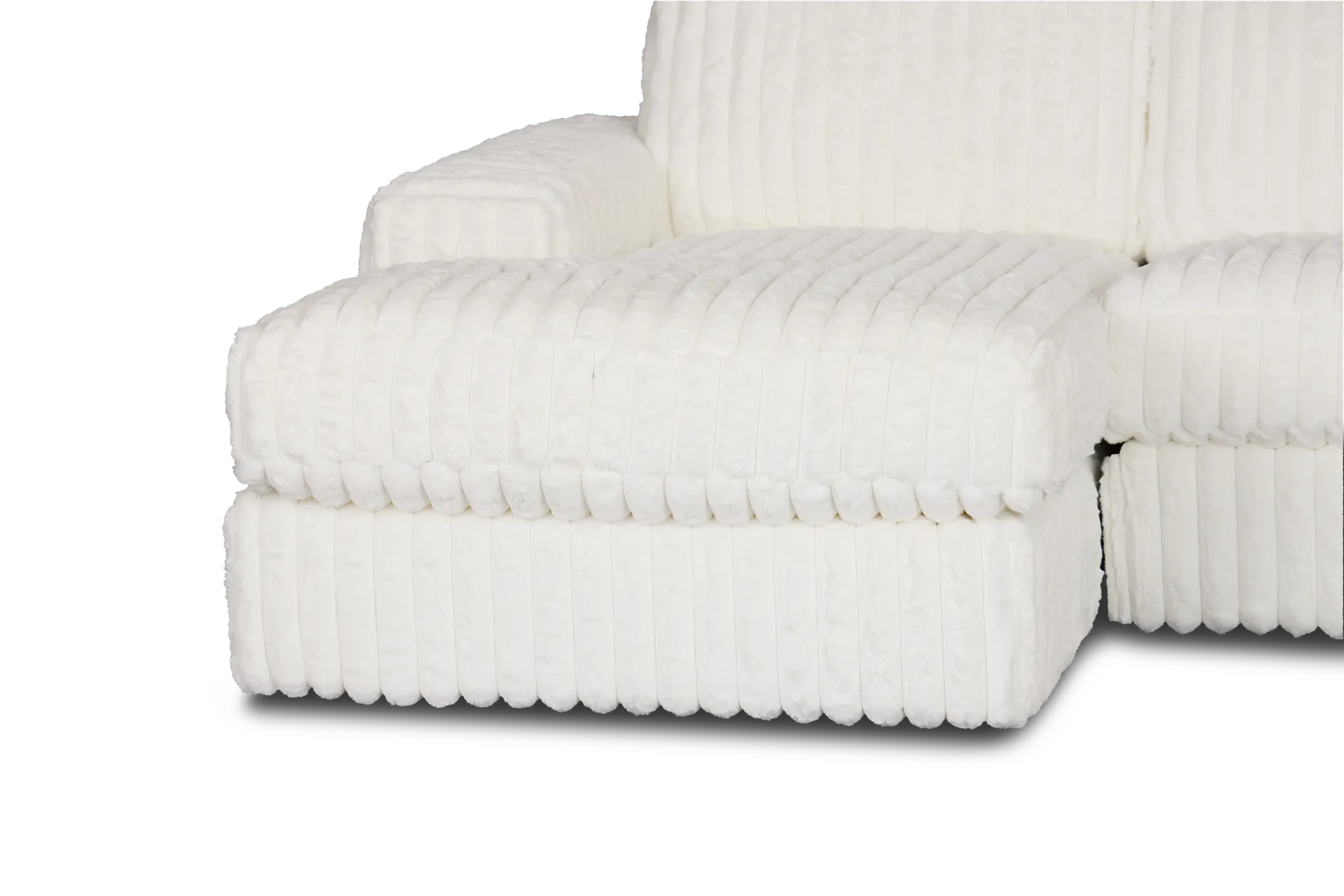 Teddy White Fabric Large Left Chaise Sectional
