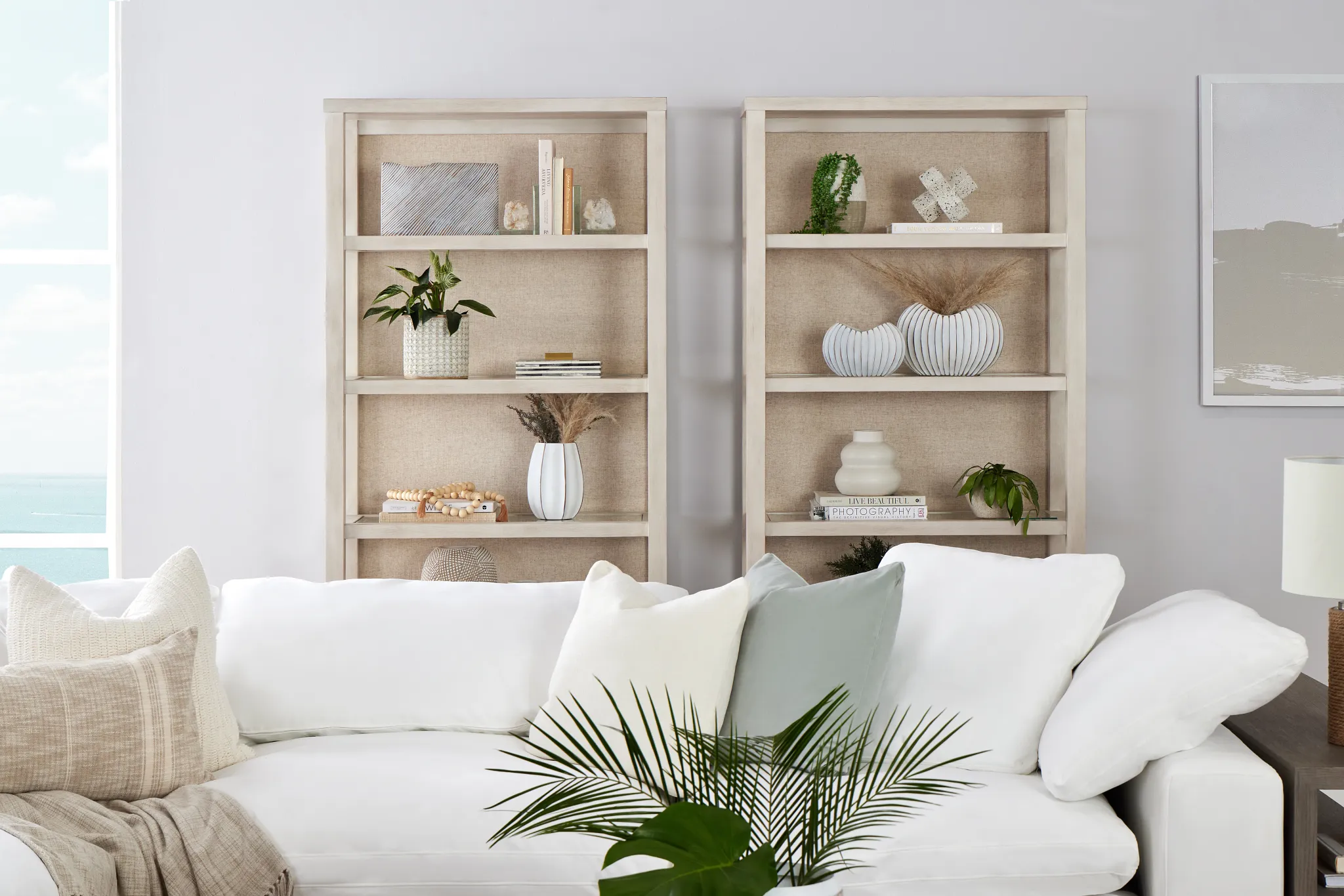 Nixon White Fabric 5pc Bumper Sectional