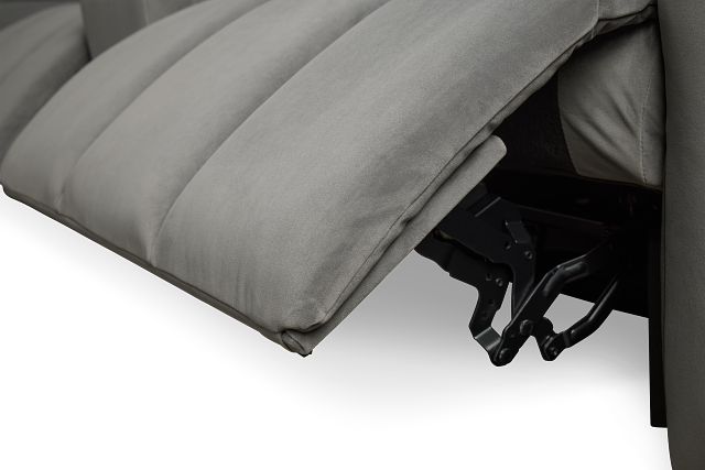 Gemma Light Gray Velvet Small Two-arm Power Reclining Sectional
