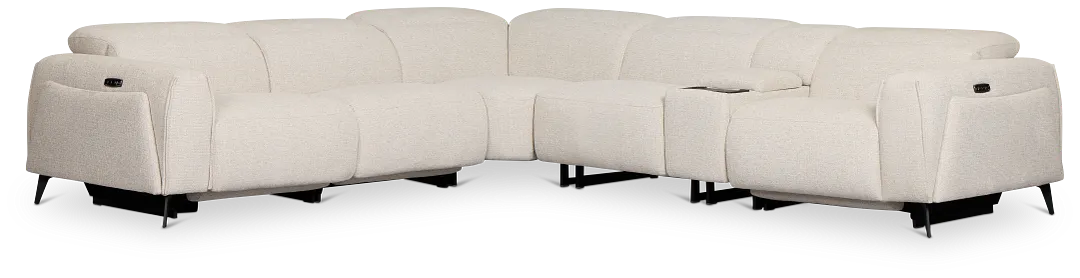 Reyna Light Beige Fabric Medium Triple Power 2-arm Sectional