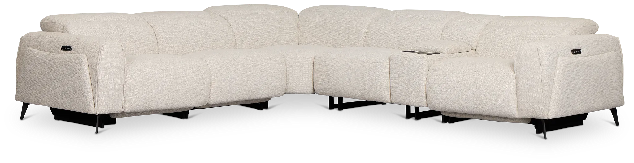 Reyna Light Beige Fabric Medium Triple Power 2-arm Sectional