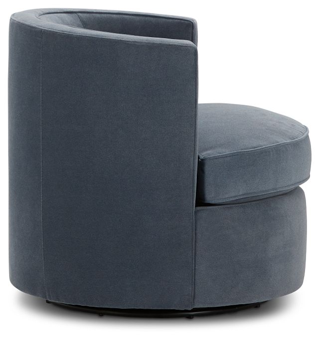 Fleur Dark Blue Velvet Swivel Accent Chair (3)