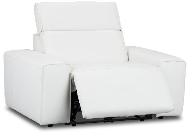 Carmelo White Leather Power Recliner