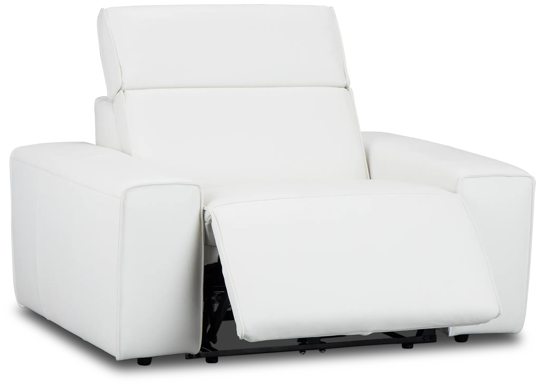Carmelo White Leather Power Recliner