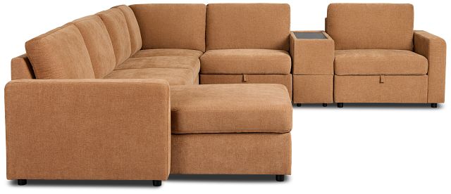 Addie Brown Fabric Medium Left Chaise Sleeper Sectional With Console