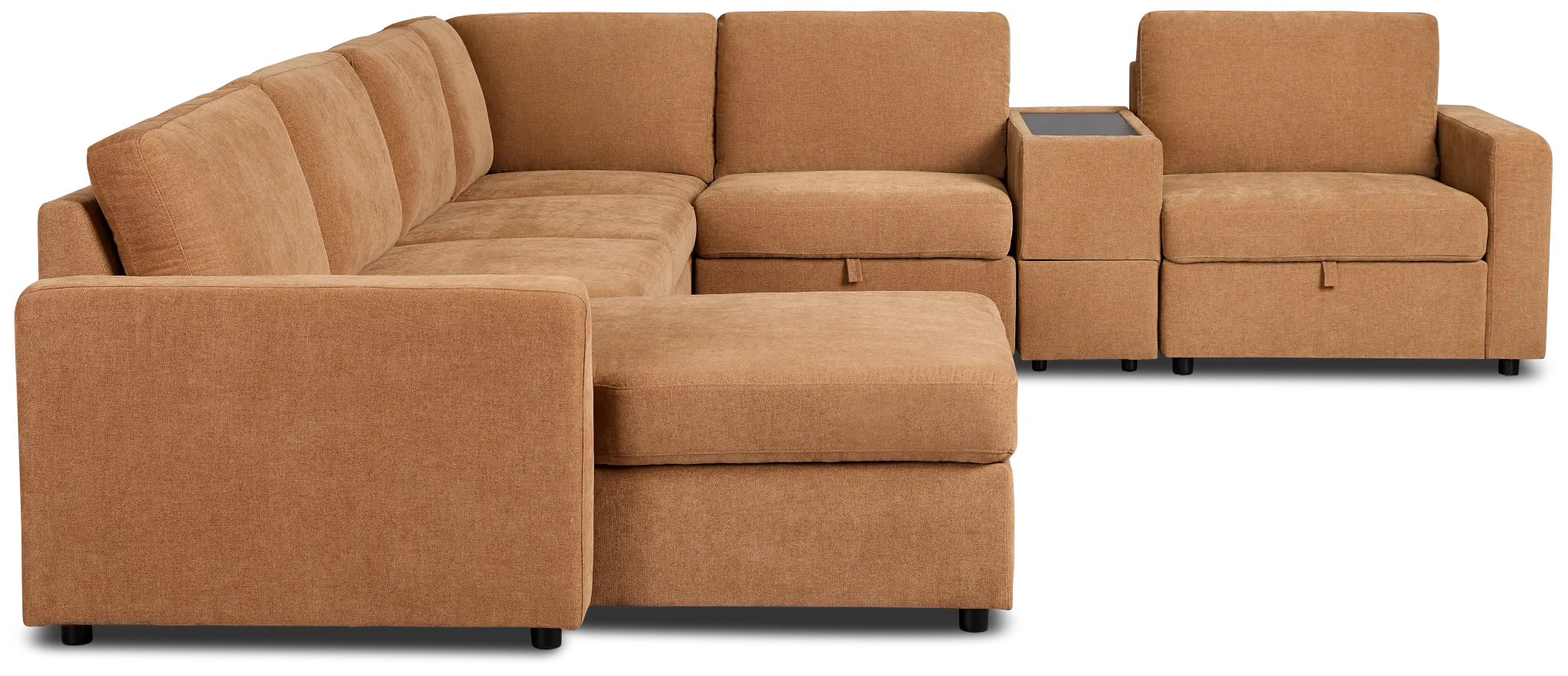 Addie Brown Fabric Medium Left Chaise Sleeper Sectional With Console