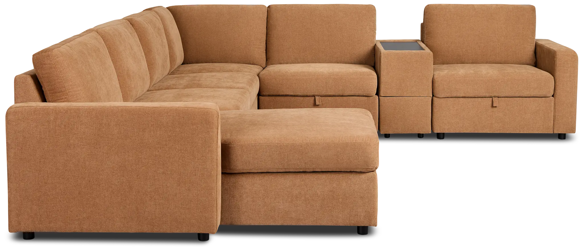 Addie Brown Fabric Medium Left Chaise Sleeper Sectional With Console Addie Brown Fabric Medium Left Chaise Sleeper Sectional With Console