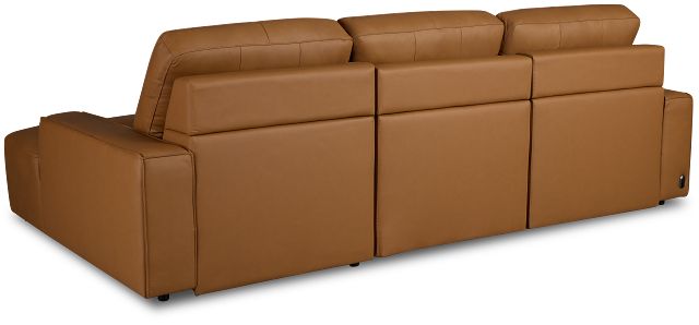 Rudy Brown Lthr/vinyl Right Dual Power Extension Chaise Sectional