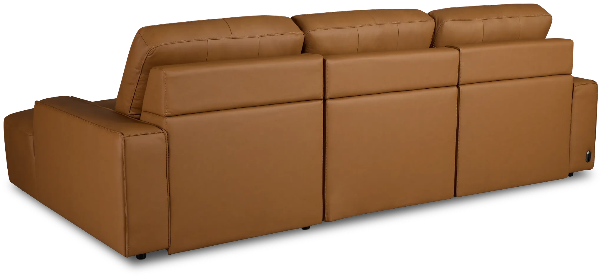 Rudy Brown Lthr/vinyl Right Dual Power Extension Chaise Sectional
