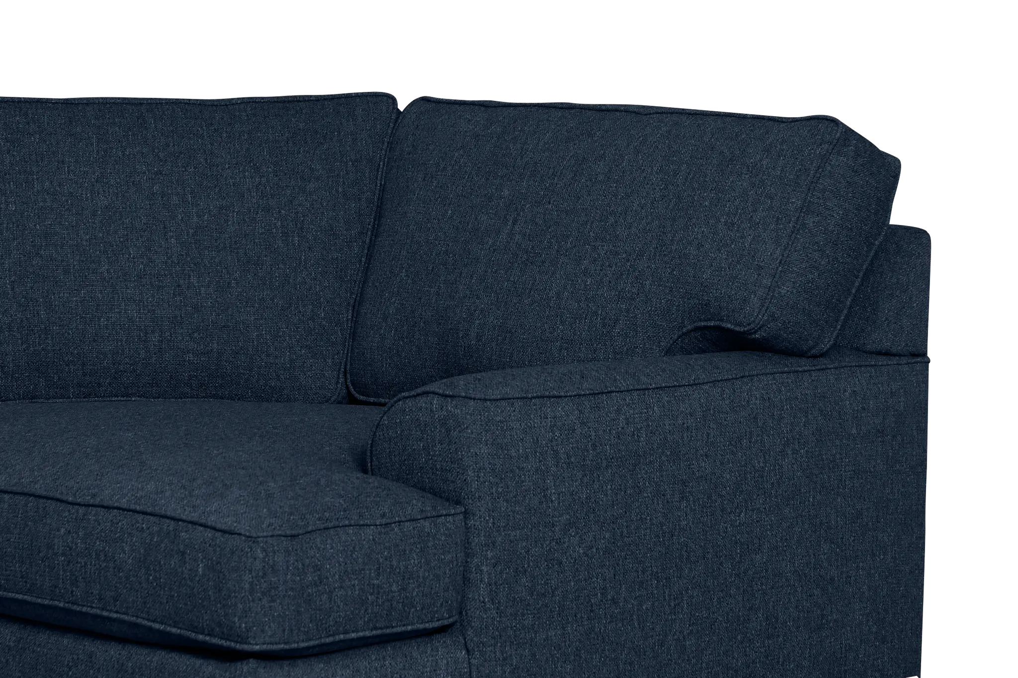 Sinclair Dark Blue Fabric Medium Right Facing Cuddler Sectional Sinclair Dark Blue Fabric Medium Right Facing Cuddler Sectional