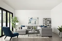 Amber Dark Gray Fabric Large Left Chaise Storage Sleeper Sectional