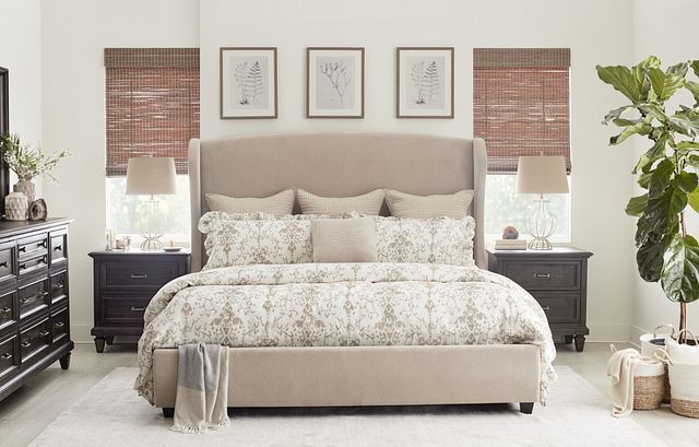 Cora Taupe Uph Platform Storage Bed