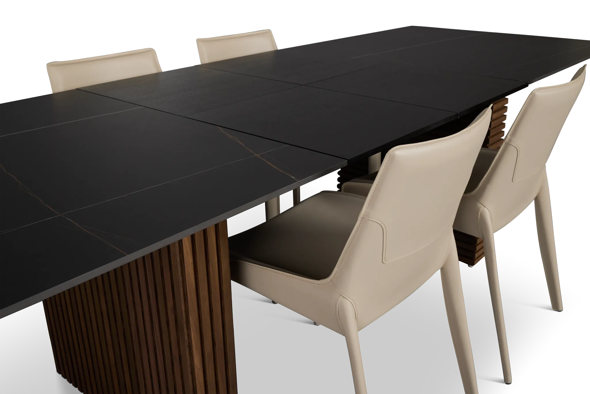 Wayne Two-tone Stone Rectangular Table &4 Light Beige Upholstered Chair