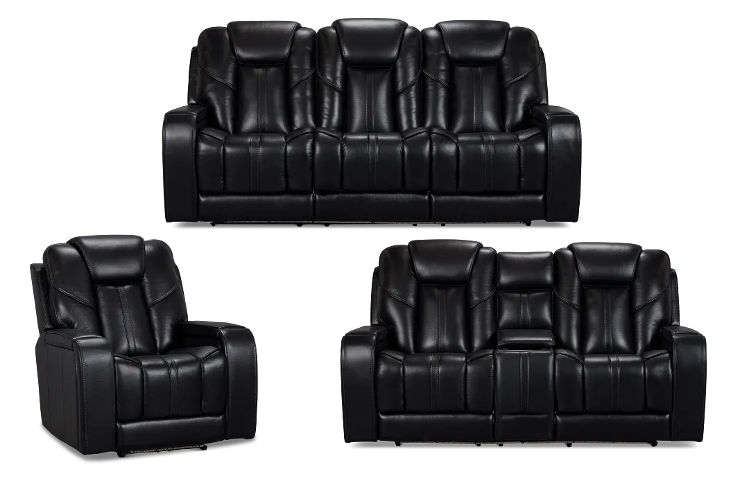 Eclipse Black Lthr/vinyl Power Reclining Living Room