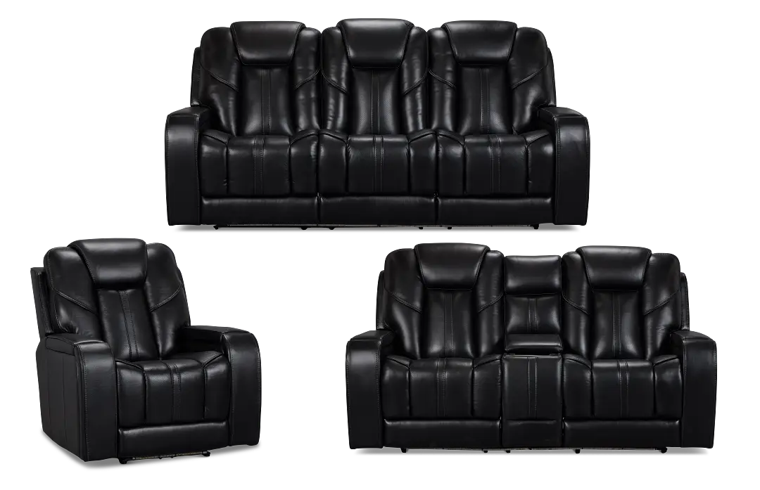 Eclipse Black Lthr/vinyl Power Reclining Living Room Eclipse Black Lthr/vinyl Power Reclining Living Room