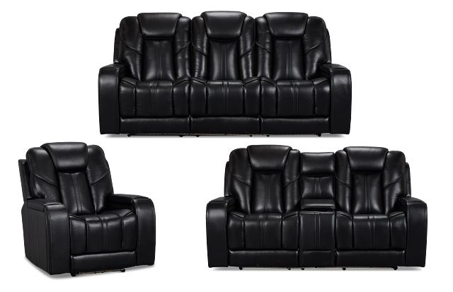 Eclipse Black Lthr/vinyl Power Reclining Living Room