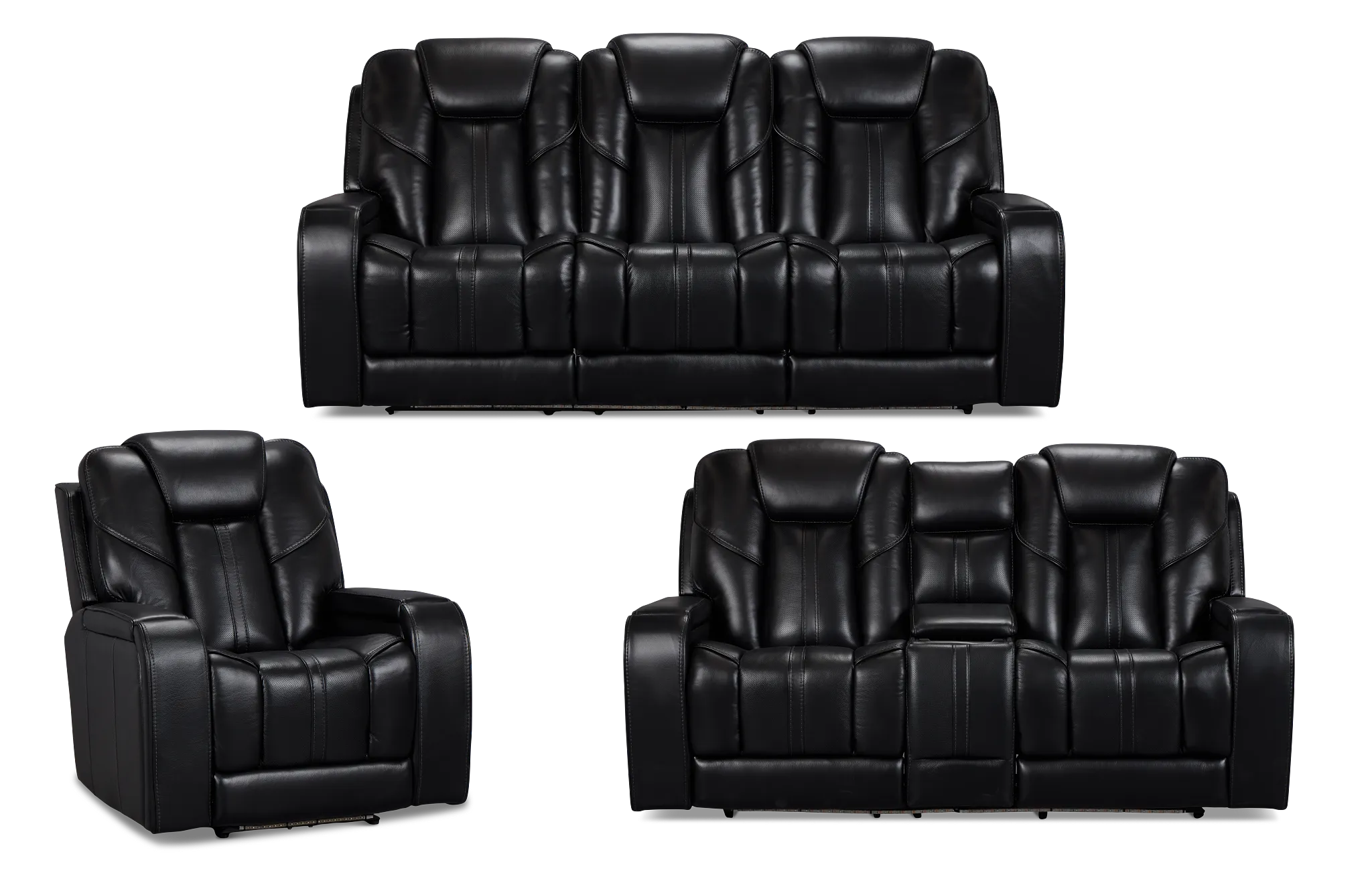 Eclipse Black Lthr/vinyl Power Reclining Living Room