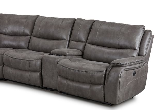 Dober Dark Gray Micro Large Triple Power Reclining Two-arm Sectional