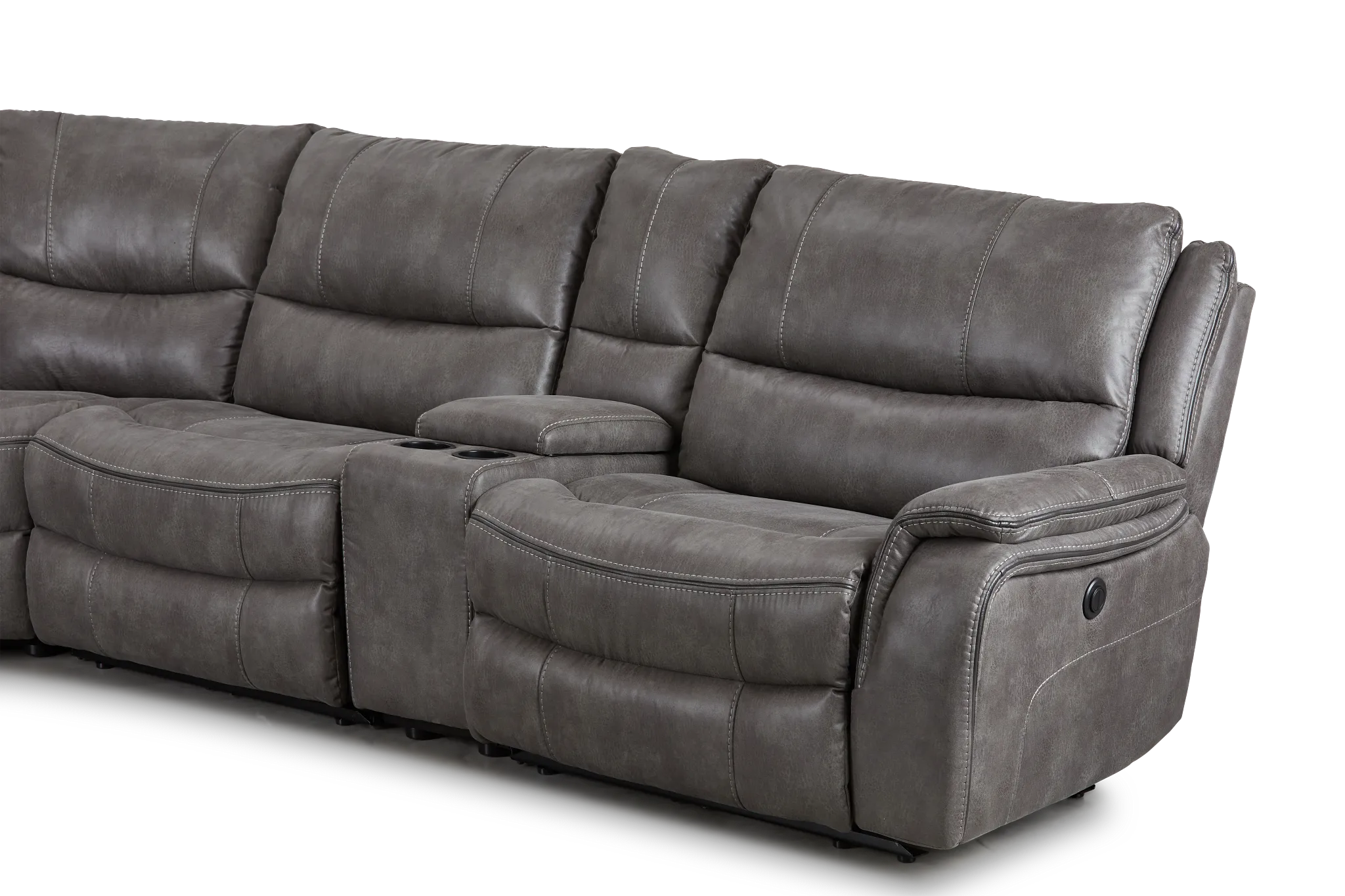 Dober Dark Gray Micro Large Triple Power Reclining Two-arm Sectional
