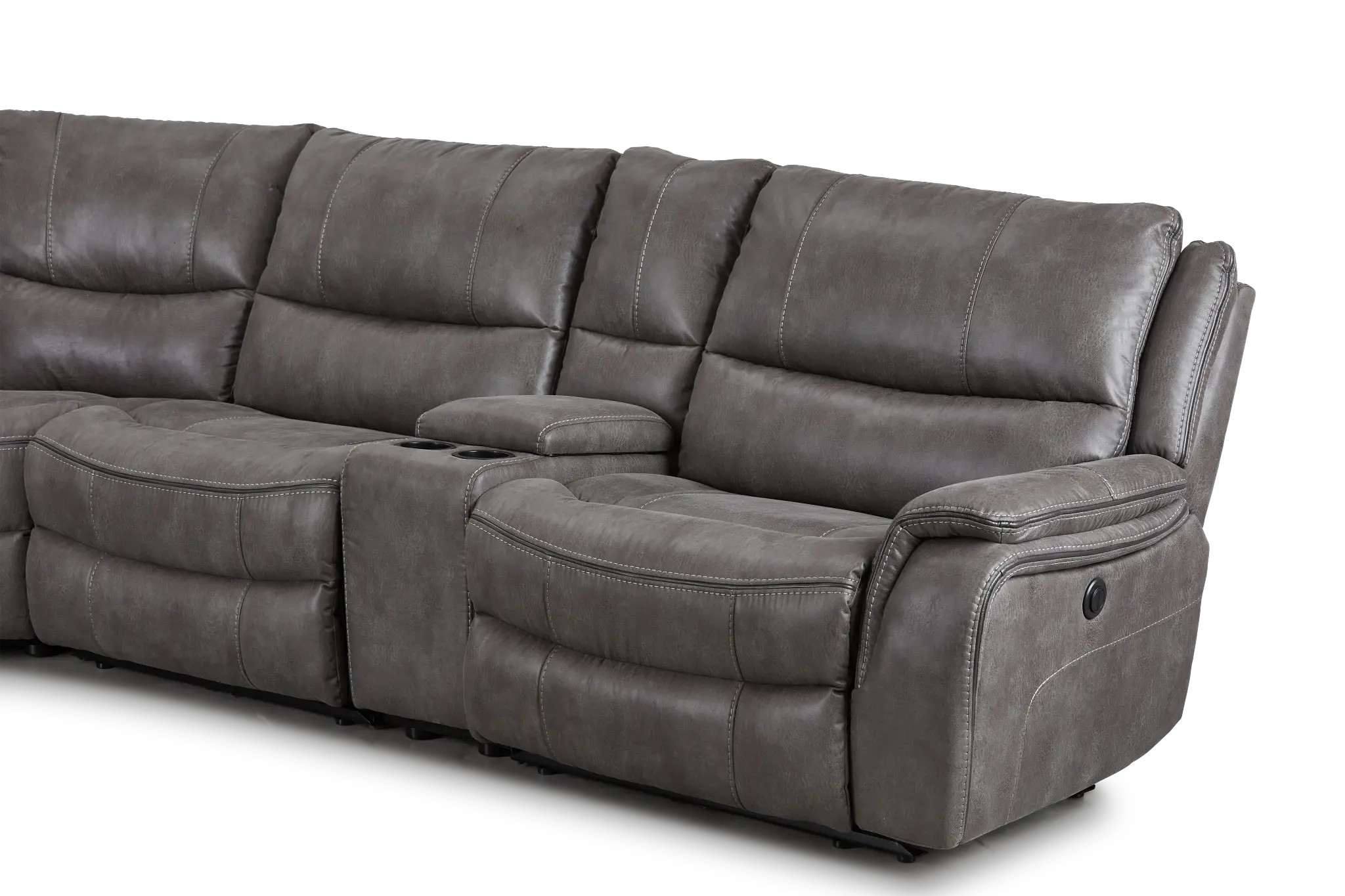 Dober Dark Gray Micro Large Triple Power Reclining Two-arm Sectional Dober Dark Gray Micro Large Triple Power Reclining Two-arm Sectional