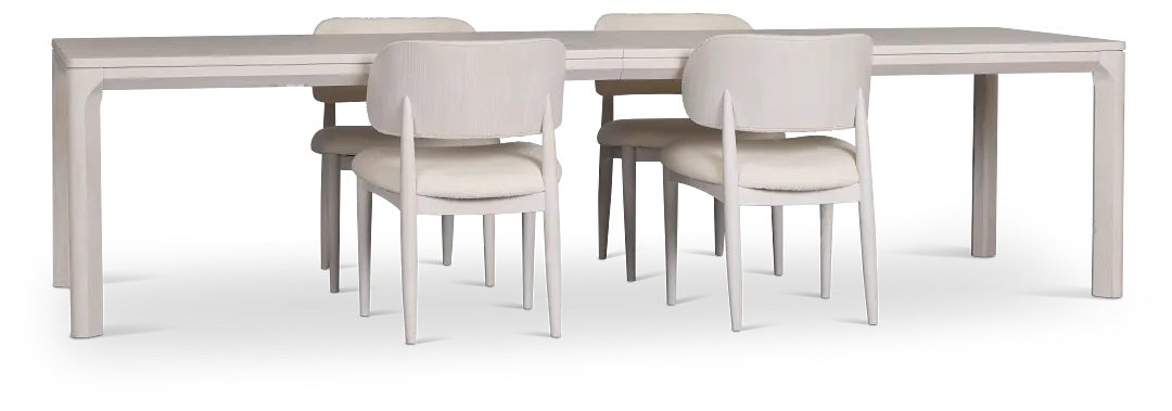 Gables White Rect Table & 4 Upholstered Chairs
